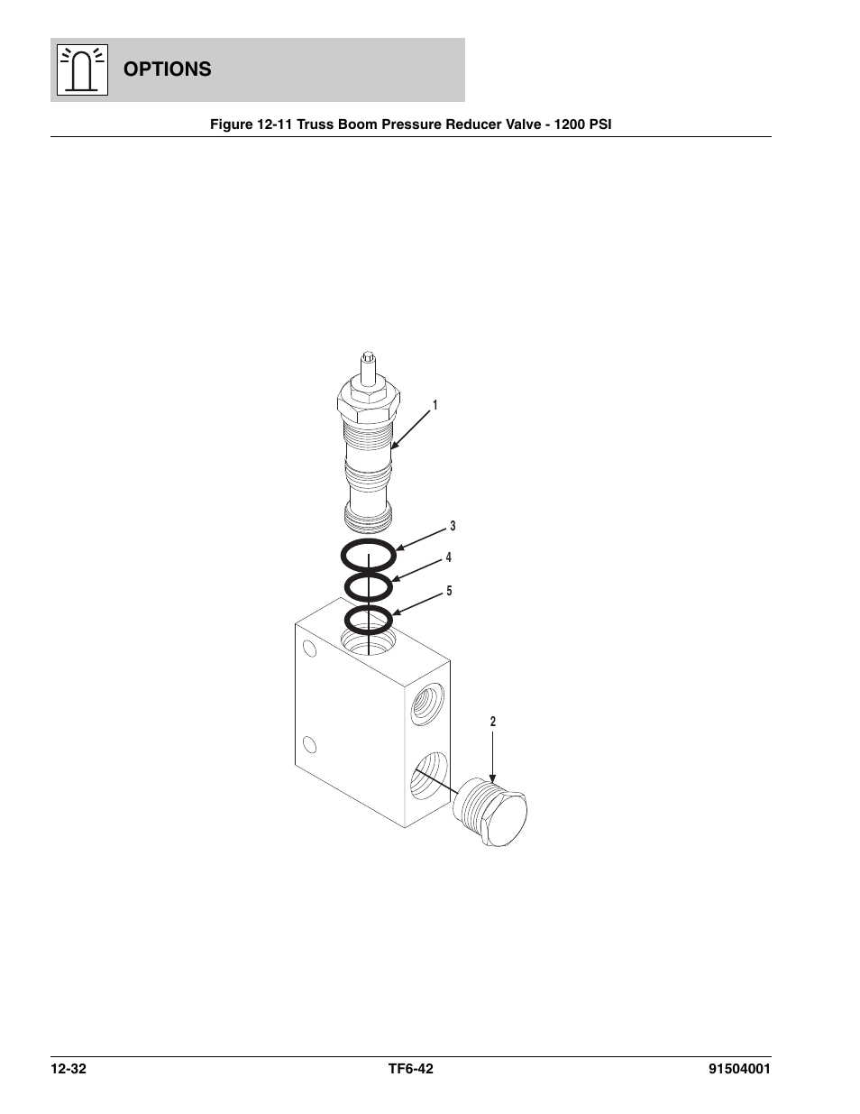 Truss boom pressure reducer valve - 1200 psi -32, Ve, (see figure 12-11 for details), Options | JLG TF6-42 Parts Manual User Manual | Page 462 / 516