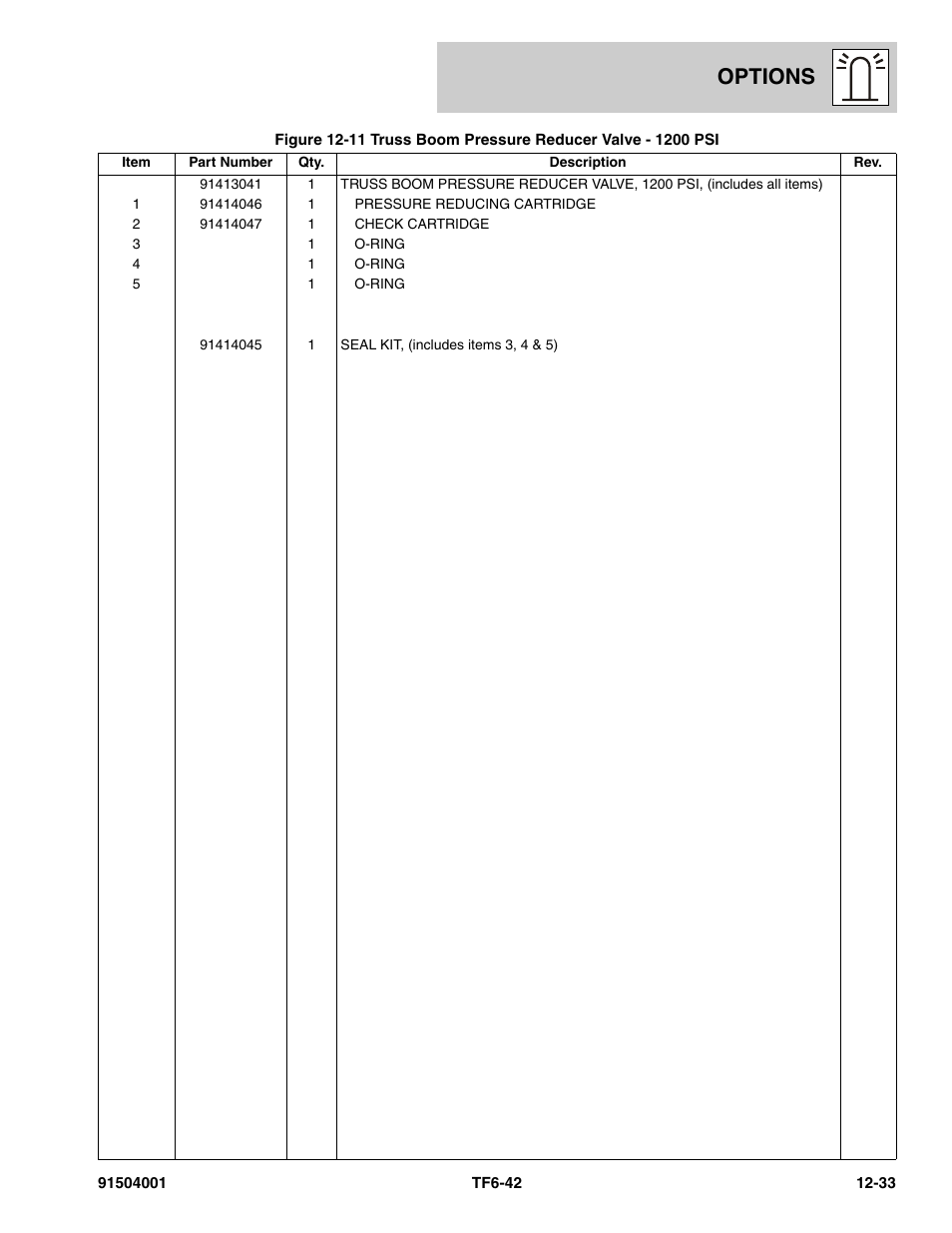 Options | JLG TF6-42 Parts Manual User Manual | Page 463 / 516
