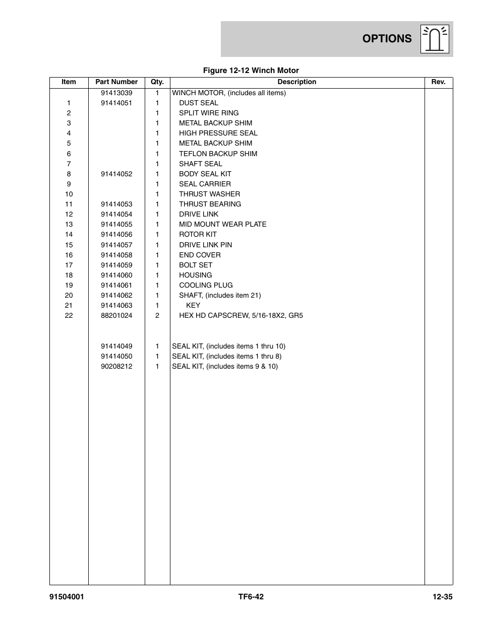Options | JLG TF6-42 Parts Manual User Manual | Page 465 / 516