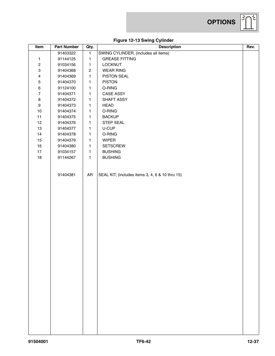 Options | JLG TF6-42 Parts Manual User Manual | Page 467 / 516