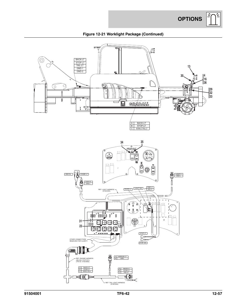 Options, Rwork lights, Sl_swa | Ign acc bat b at ign st, Gr d | JLG TF6-42 Parts Manual User Manual | Page 487 / 516