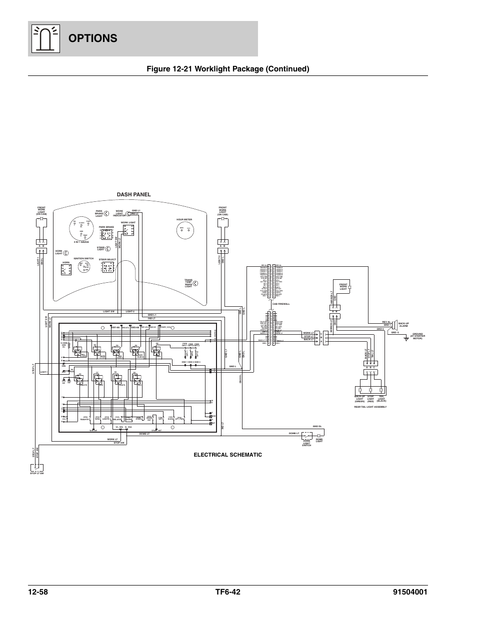 Options, Dash panel, Electrical schematic | JLG TF6-42 Parts Manual User Manual | Page 488 / 516