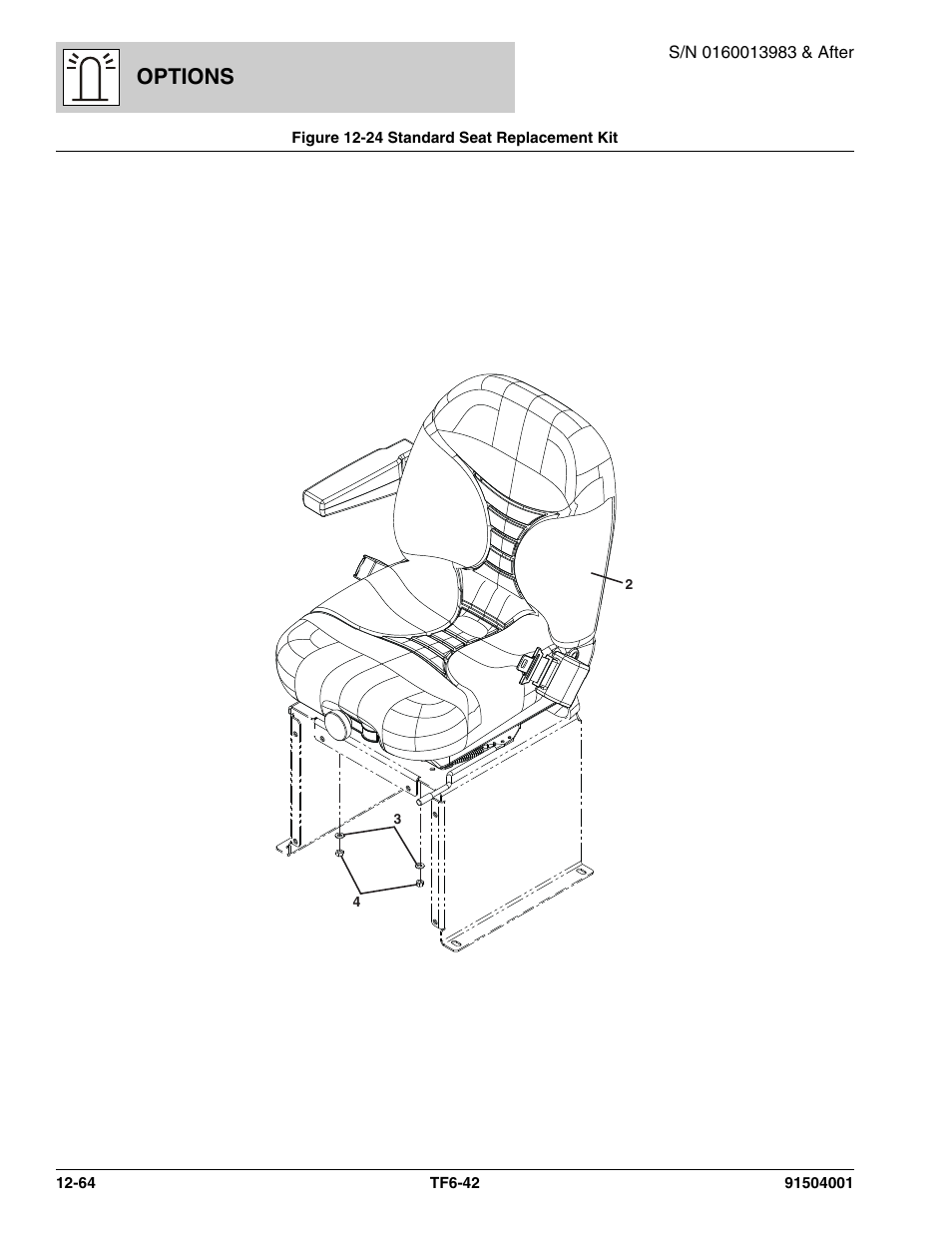 Figure 12-24 standard seat replacement kit, Standard seat replacement kit -64, Options | JLG TF6-42 Parts Manual User Manual | Page 494 / 516