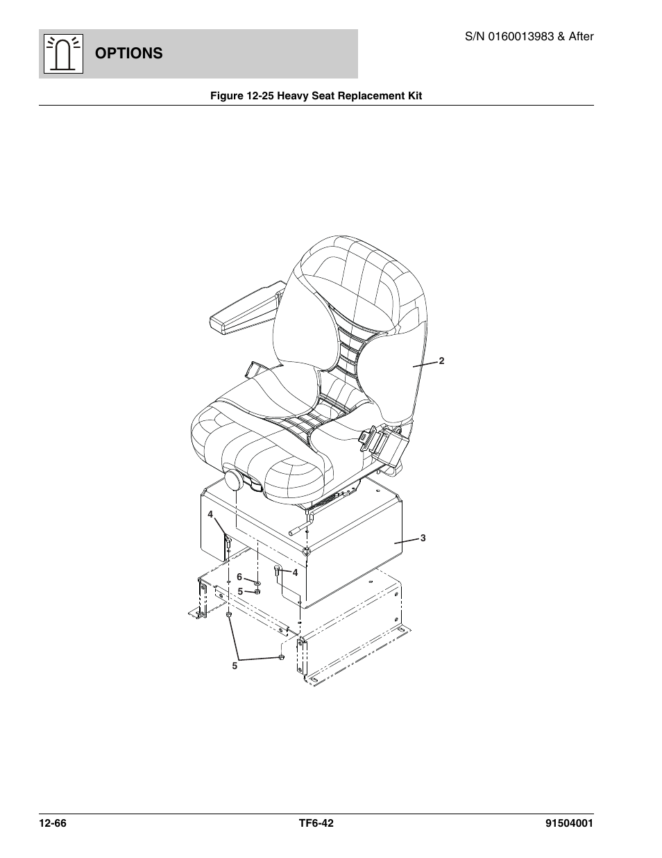 Figure 12-25 heavy seat replacement kit, Heavy seat replacement kit -66, Options | JLG TF6-42 Parts Manual User Manual | Page 496 / 516