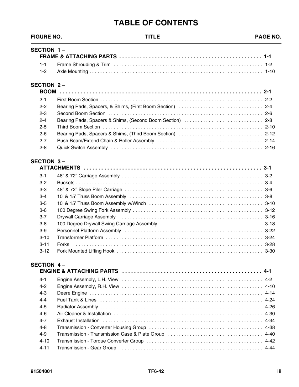 JLG TF6-42 Parts Manual User Manual | Page 5 / 516