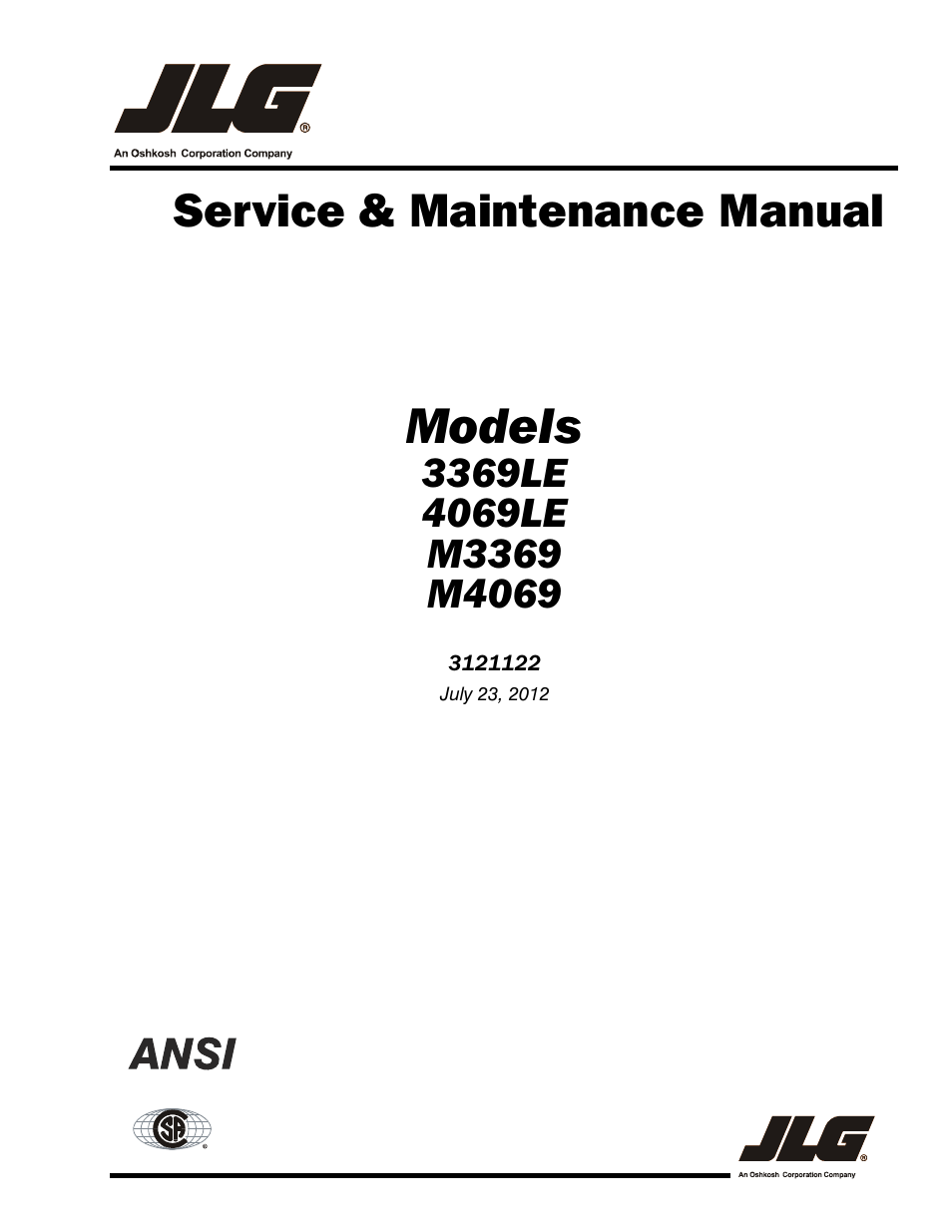 JLG M4069 ANSI Service Manual User Manual | 150 pages