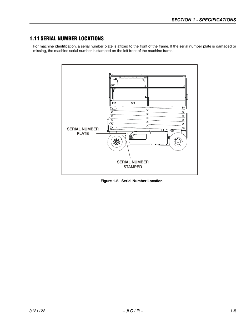 11 serial number locations, Serial number locations -5, Serial number location -5 | JLG M4069 ANSI Service Manual User Manual | Page 13 / 150