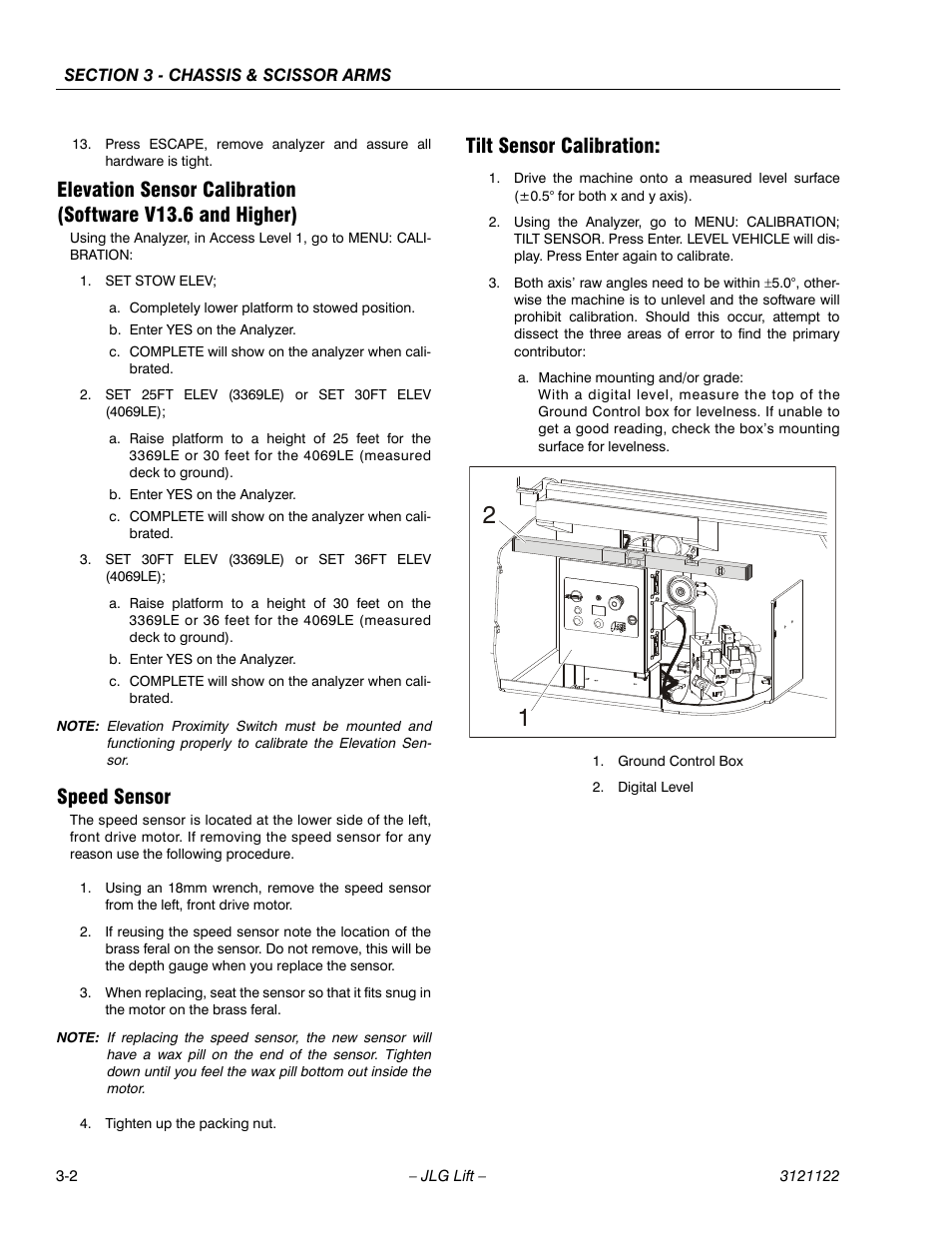 Speed sensor, Tilt sensor calibration | JLG M4069 ANSI Service Manual User Manual | Page 30 / 150