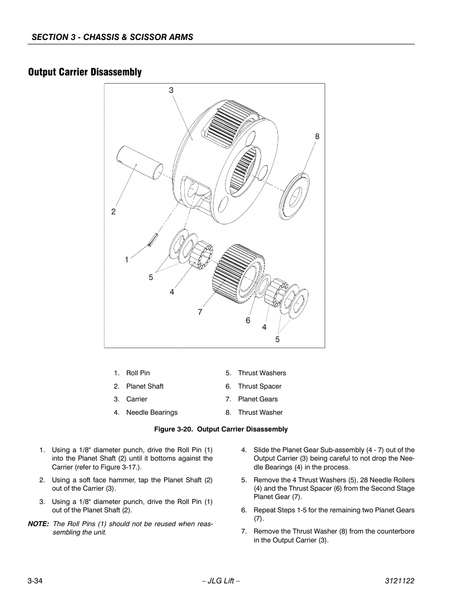 Output carrier disassembly, Output carrier disassembly -34 | JLG M4069 ANSI Service Manual User Manual | Page 62 / 150