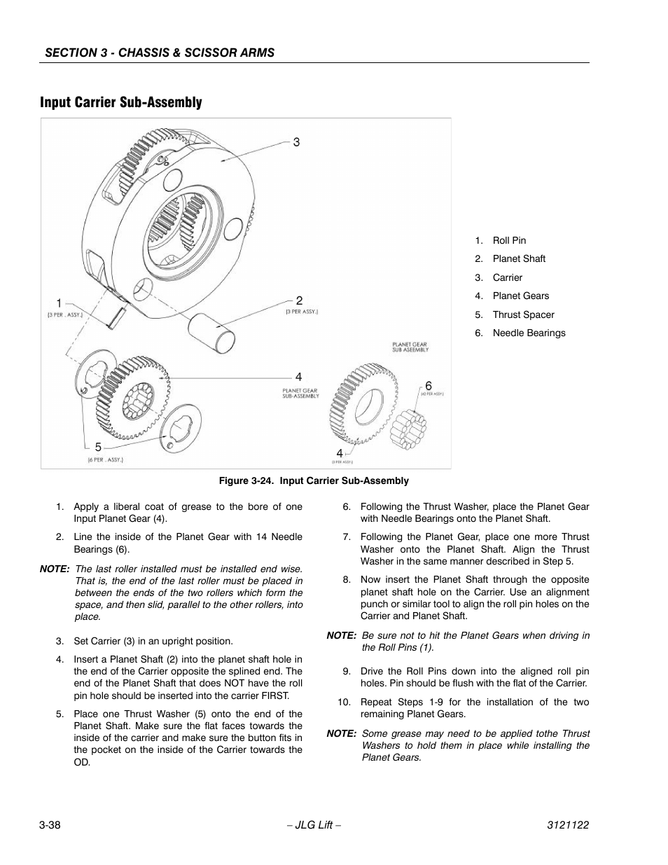 Input carrier sub-assembly, Input carrier sub-assembly -38 | JLG M4069 ANSI Service Manual User Manual | Page 66 / 150