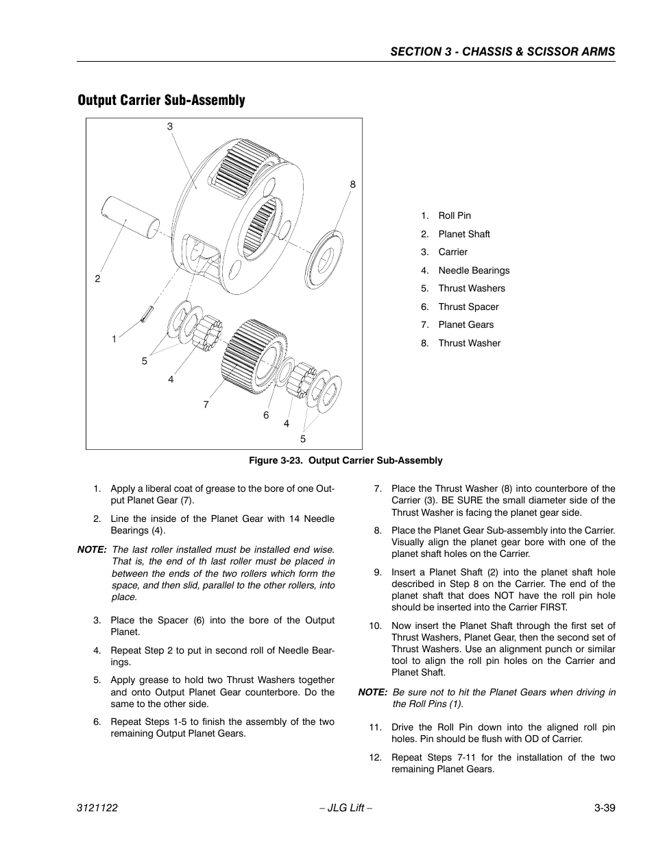 Output carrier sub-assembly, Output carrier sub-assembly -39 | JLG M4069 ANSI Service Manual User Manual | Page 67 / 150