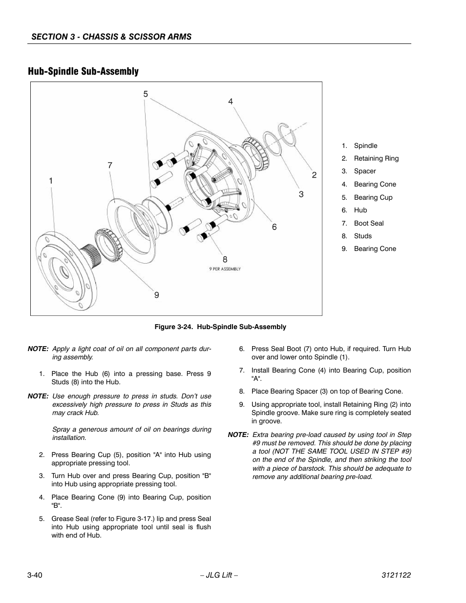 Hub-spindle sub-assembly, Hub-spindle sub-assembly -40 | JLG M4069 ANSI Service Manual User Manual | Page 68 / 150