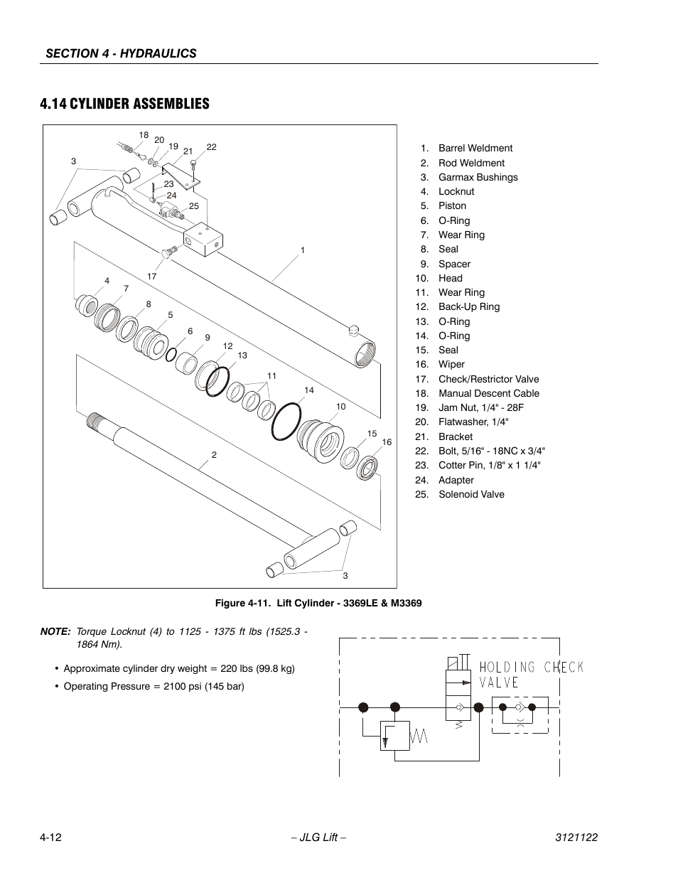 14 cylinder assemblies, Cylinder assemblies -12, Lift cylinder - 3369le & m3369 -12 | JLG M4069 ANSI Service Manual User Manual | Page 84 / 150