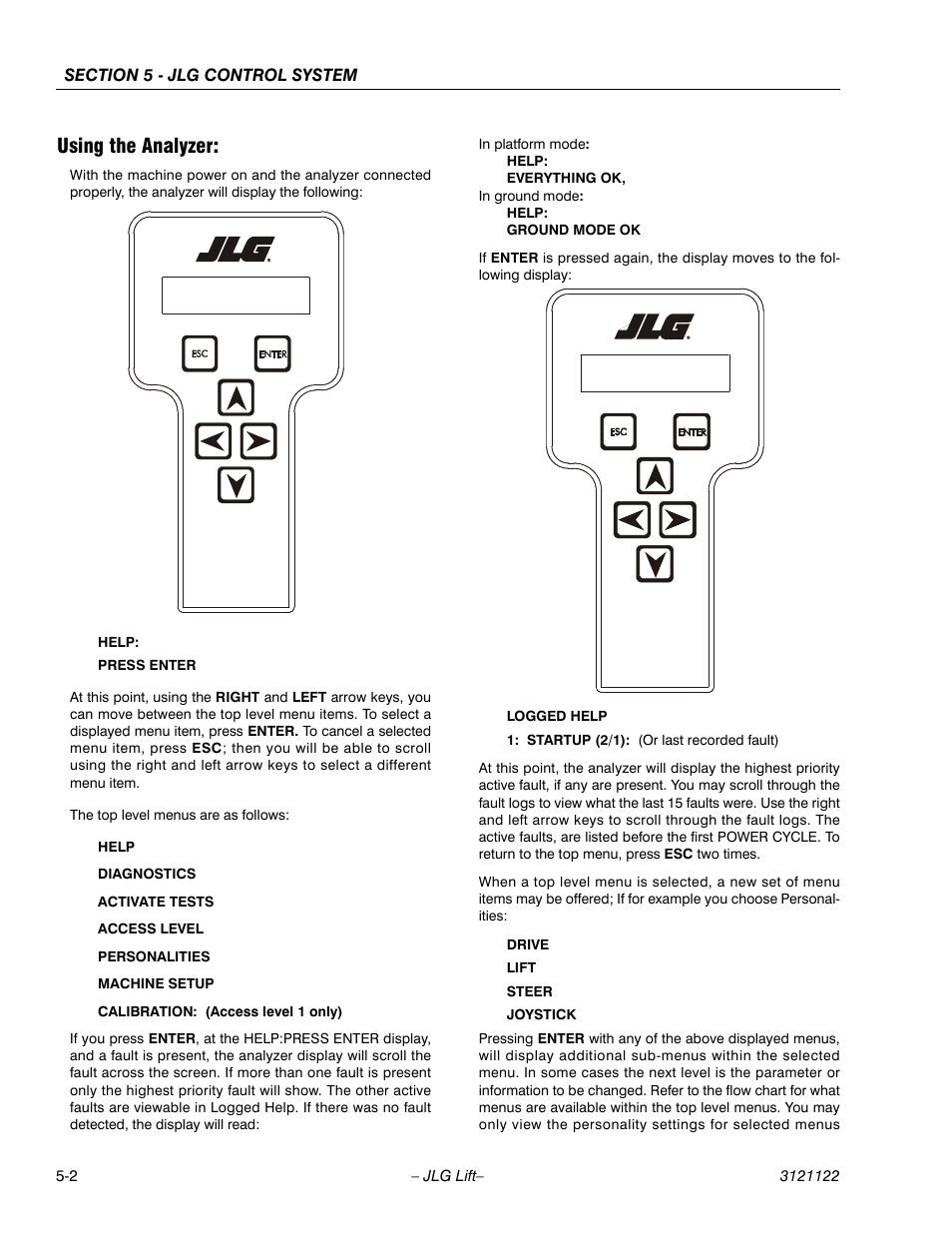Using the analyzer | JLG M4069 ANSI Service Manual User Manual | Page 98 / 150