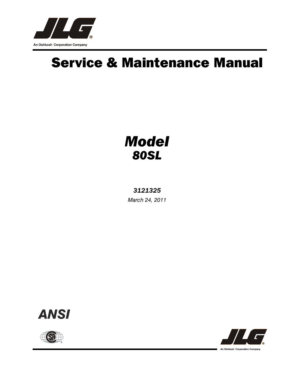 JLG 80SL Service Manual User Manual | 162 pages