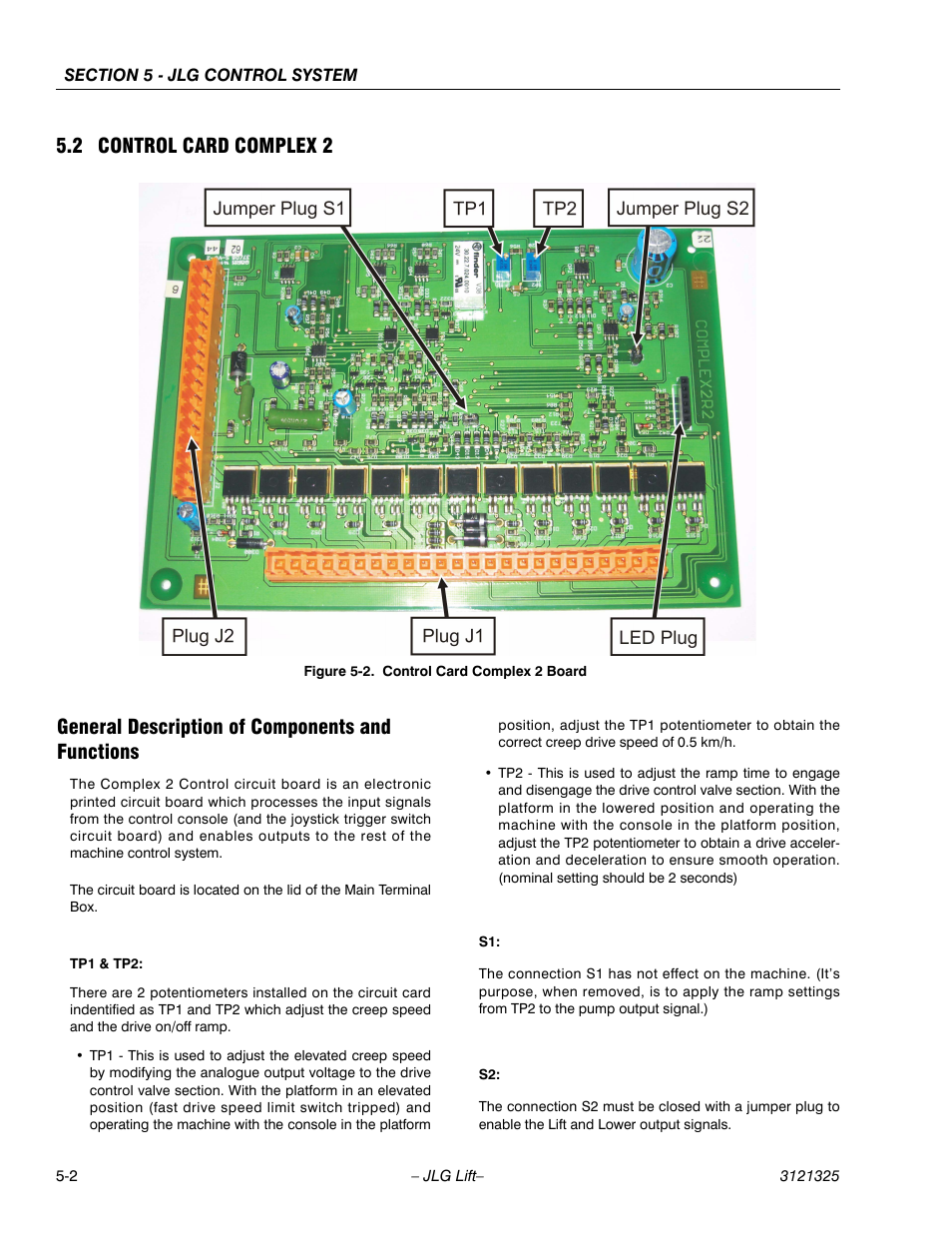 2 control card complex 2, General description of components and functions, Control card complex 2 -2 | General description of components and functions -2, Control card complex 2 board -2 | JLG 80SL Service Manual User Manual | Page 108 / 162