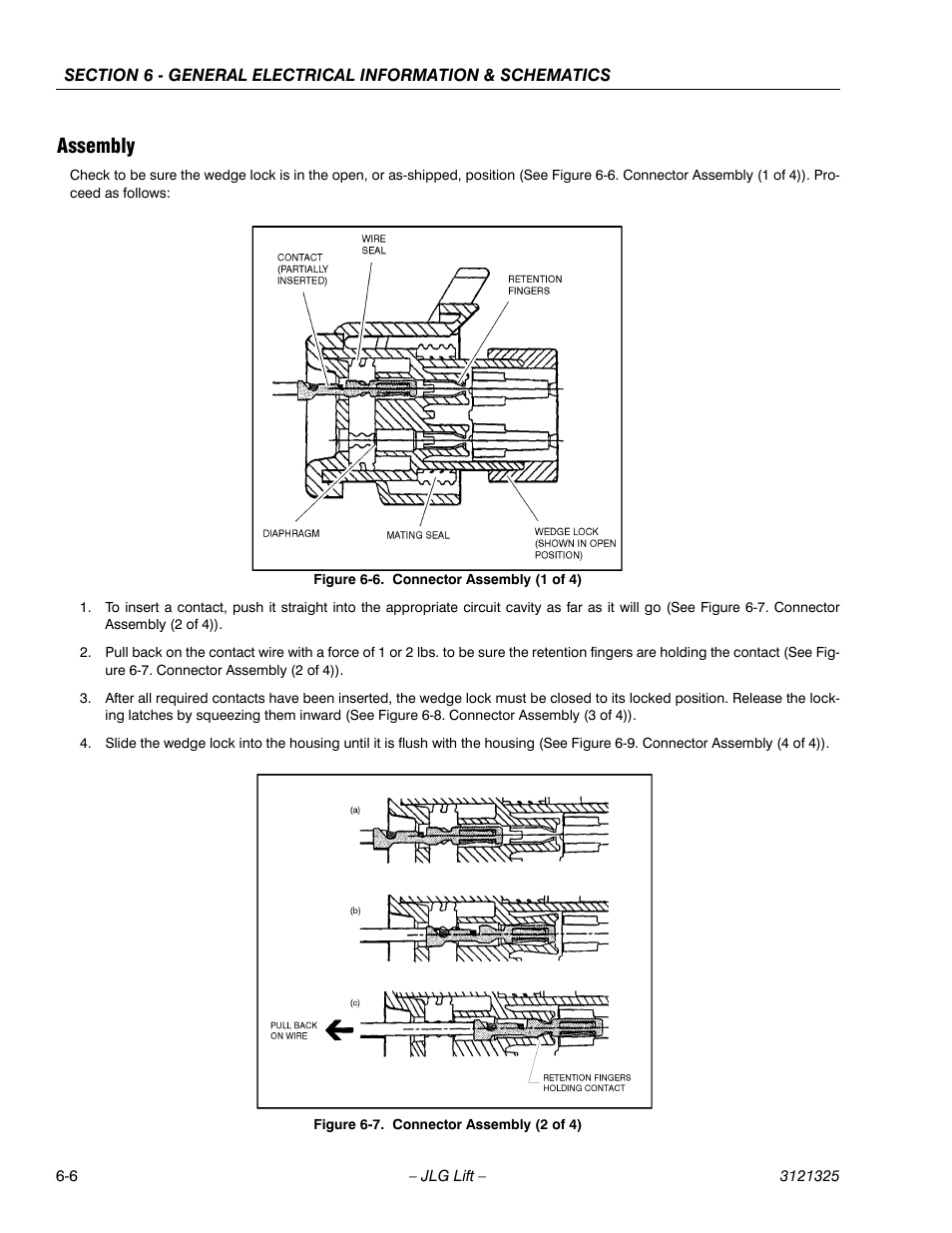 Assembly, Assembly -6, Connector assembly (1 of 4) -6 | Connector assembly (2 of 4) -6 | JLG 80SL Service Manual User Manual | Page 124 / 162