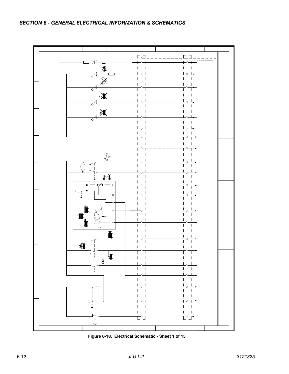 Electrical schematic - sheet 1 of 15 -12, Liftlux | JLG 80SL Service Manual User Manual | Page 130 / 162