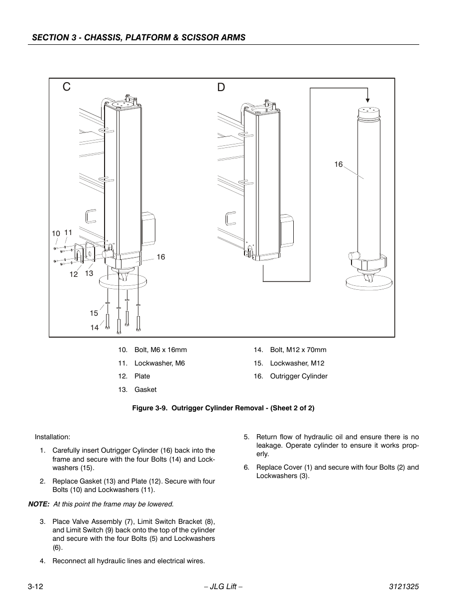 Outrigger cylinder removal - (sheet 2 of 2) -12 | JLG 80SL Service Manual User Manual | Page 48 / 162