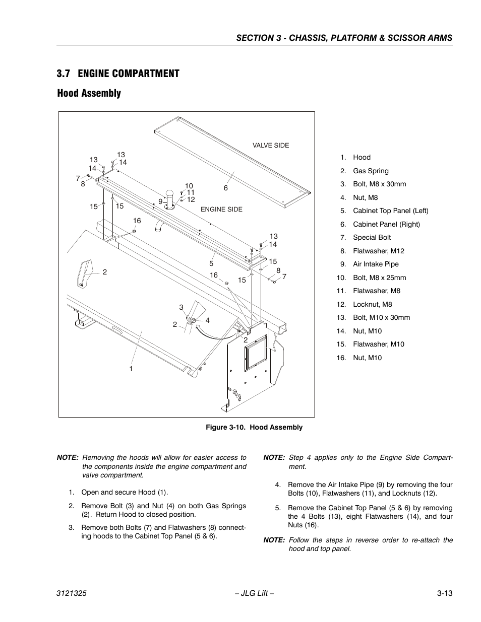 7 engine compartment, Hood assembly, Engine compartment -13 | Hood assembly -13, 7 engine compartment hood assembly | JLG 80SL Service Manual User Manual | Page 49 / 162