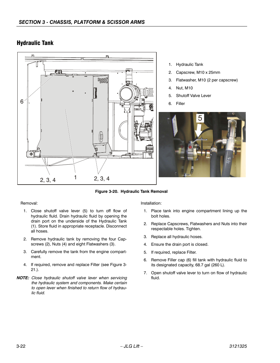 Hydraulic tank, Hydraulic tank -22, Hydraulic tank removal -22 | JLG 80SL Service Manual User Manual | Page 58 / 162