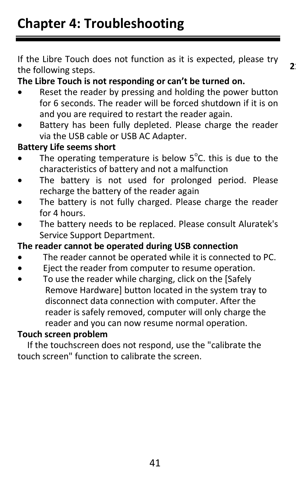 Chapter 4: troubleshooting | Aluratek AEBK08FB User Manual | Page 46 / 49