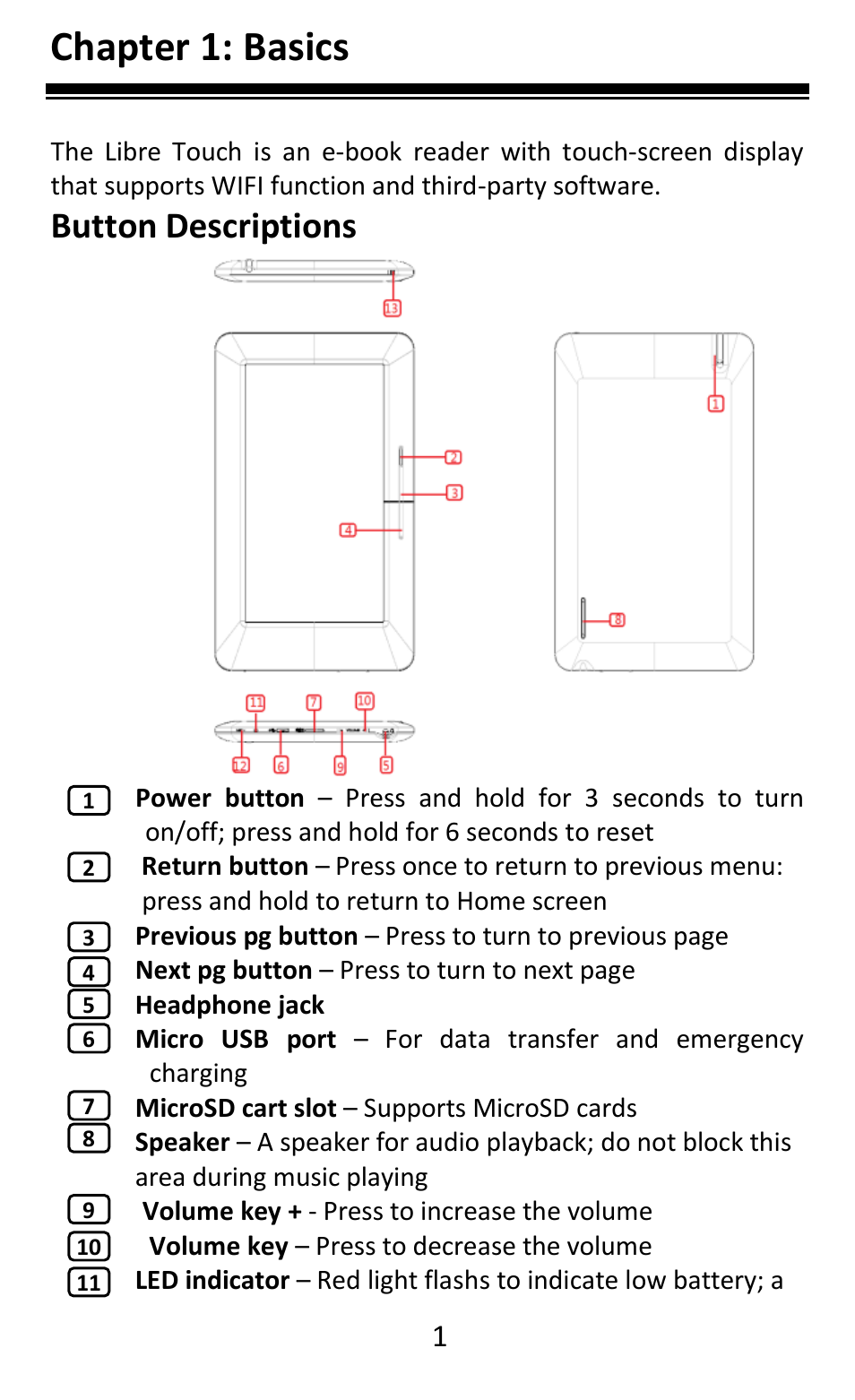 Chapter 1: basics, Button descriptions | Aluratek AEBK08FB User Manual | Page 6 / 49