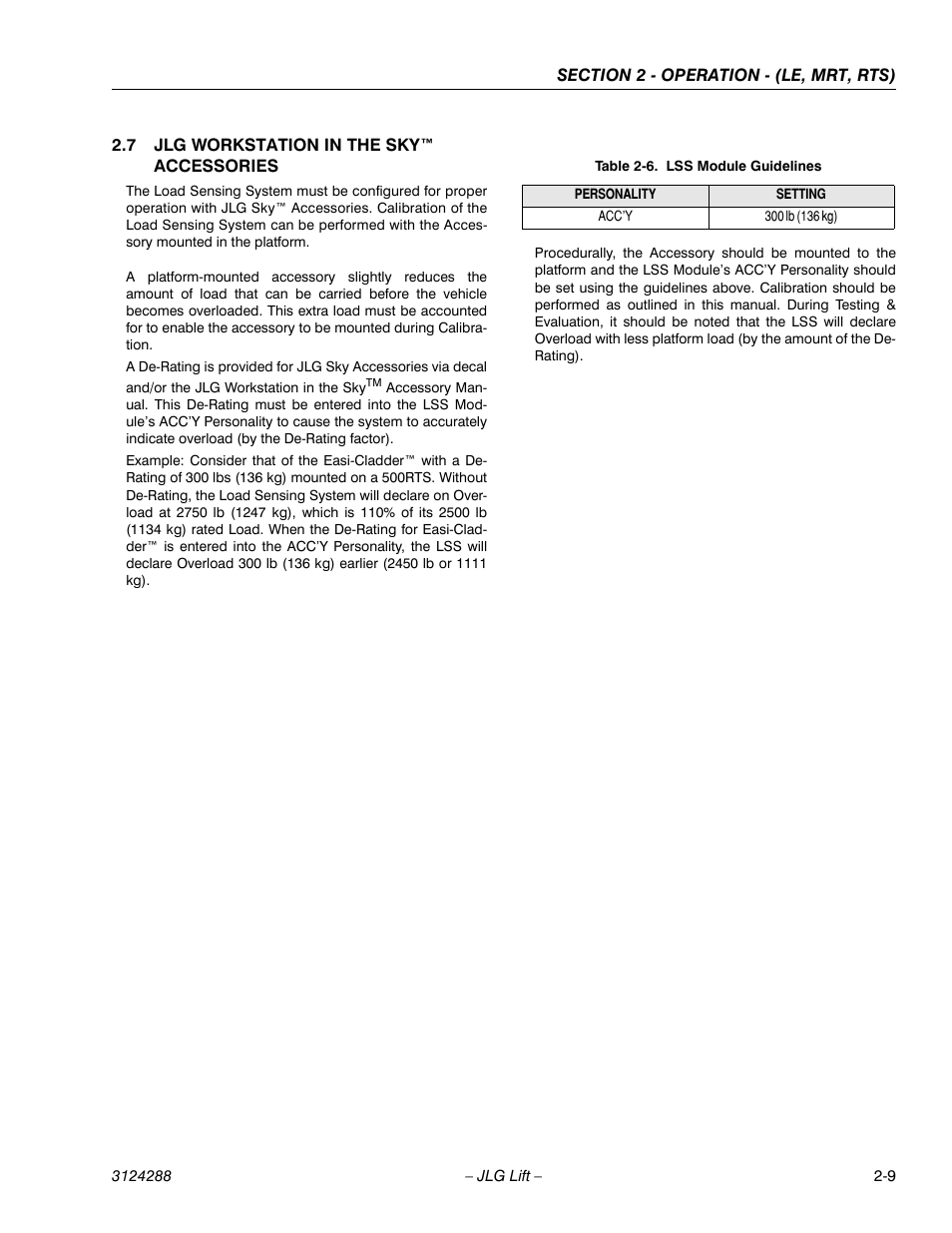 7 jlg workstation in the sky™ accessories, Jlg workstation in the sky™ accessories -9, Lss module guidelines -9 | JLG LSS Scissors User Manual | Page 21 / 78