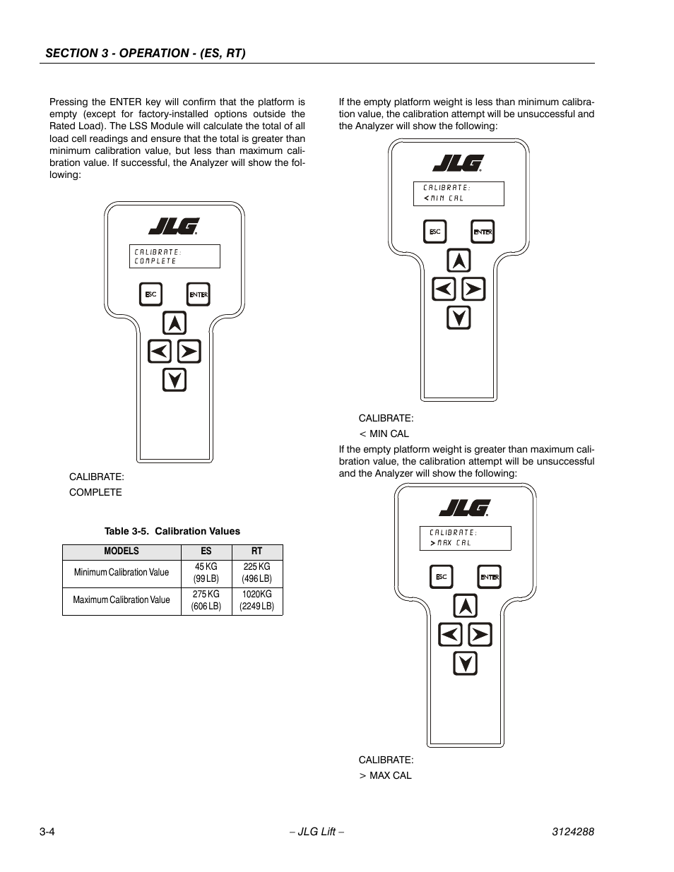 Calibration values -5 | JLG LSS Scissors User Manual | Page 26 / 78