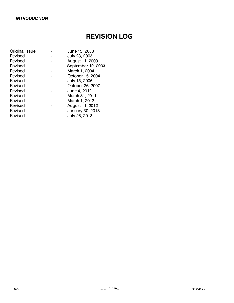 Revision log | JLG LSS Scissors User Manual | Page 4 / 78