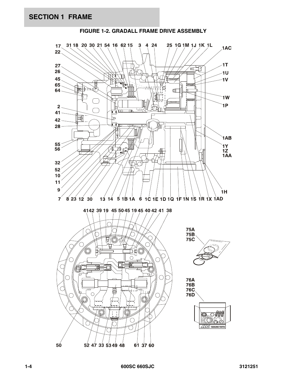 Figure 1-2. gradall frame drive assembly | JLG 600SC_660SJC Parts Manual User Manual | Page 12 / 324