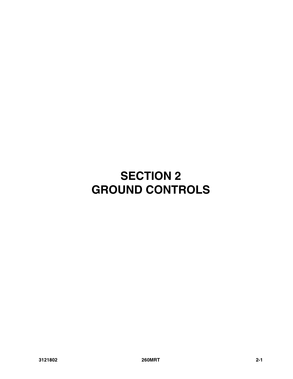 Section 2 ground controls, Section 2 - ground controls -1 | JLG 260MRT Parts Manual User Manual | Page 37 / 172