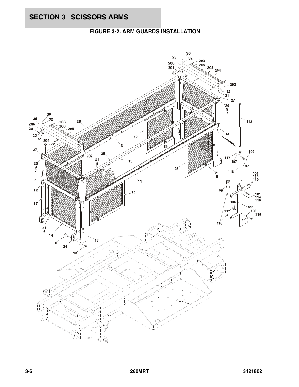Figure 3-2. arm guards installation | JLG 260MRT Parts Manual User Manual | Page 76 / 172