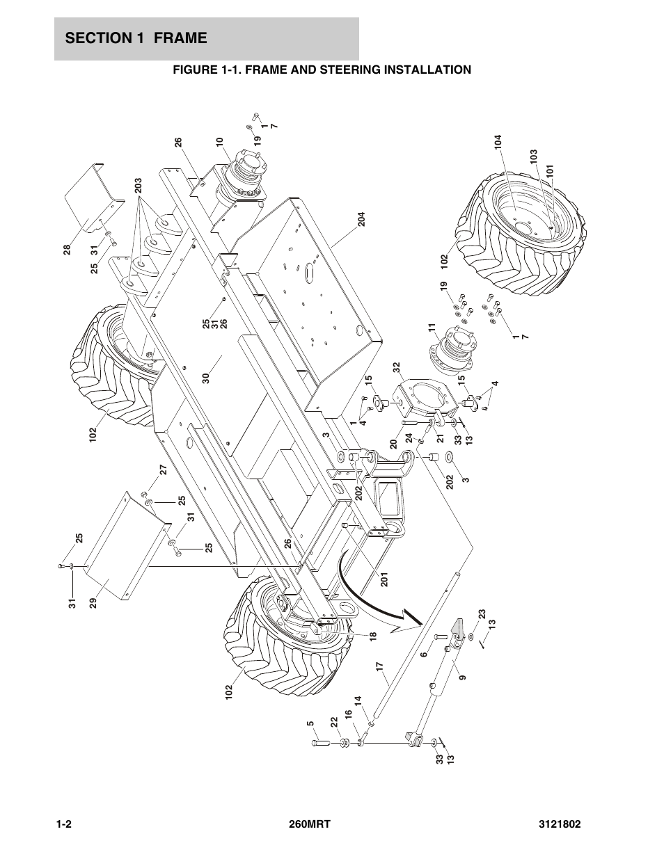 Figure 1-1. frame and steering installation | JLG 260MRT Parts Manual User Manual | Page 8 / 172
