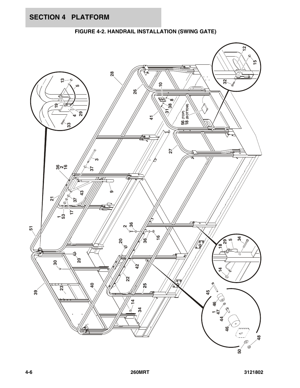 Figure 4-2. handrail installation (swing gate) | JLG 260MRT Parts Manual User Manual | Page 84 / 172