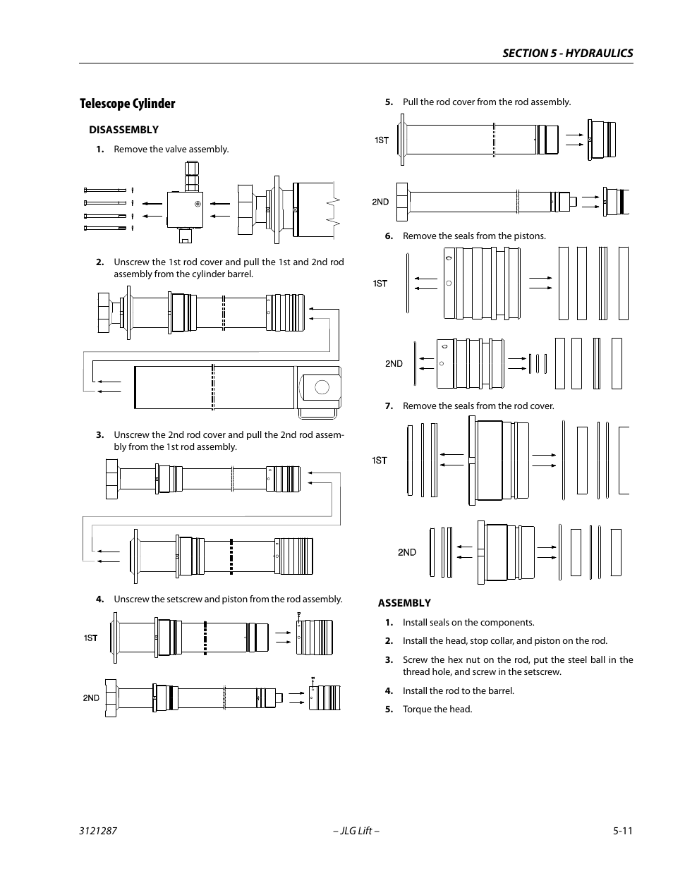 Telescope cylinder, Telescope cylinder -11 | JLG 24RS Service Manual User Manual | Page 135 / 264