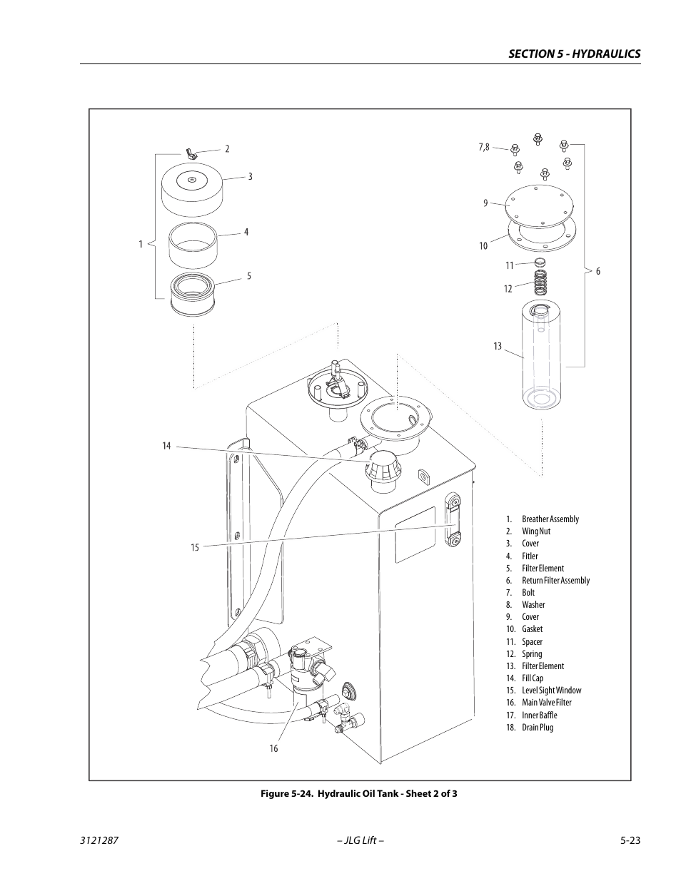 Hydraulic oil tank - sheet 2 of 3 -23 | JLG 24RS Service Manual User Manual | Page 147 / 264