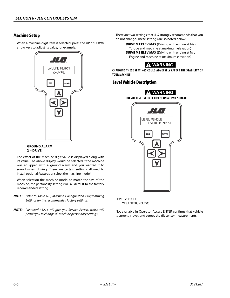 Machine setup, Level vehicle description, Machine setup -6 level vehicle description -6 | JLG 24RS Service Manual User Manual | Page 182 / 264