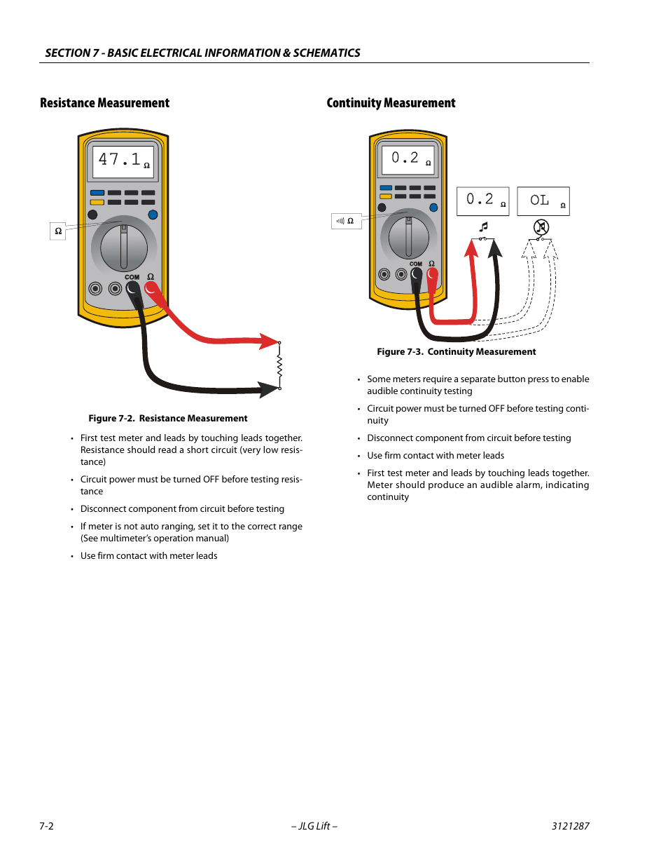 Resistance measurement, Continuity measurement, Resistance measurement -2 | Continuity measurement -2 | JLG 24RS Service Manual User Manual | Page 236 / 264