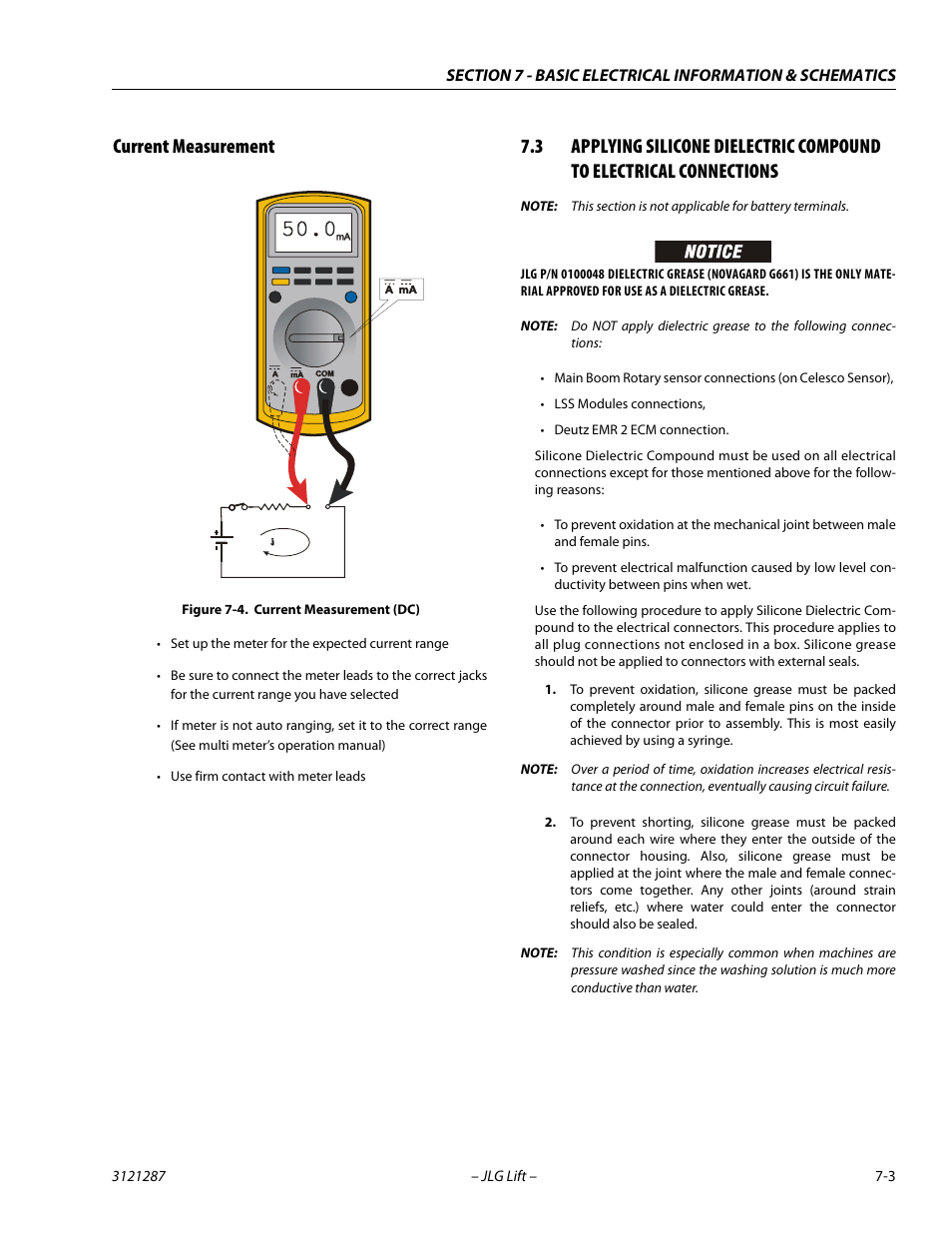 Current measurement, Current measurement -3, Current measurement (dc) -3 | JLG 24RS Service Manual User Manual | Page 237 / 264