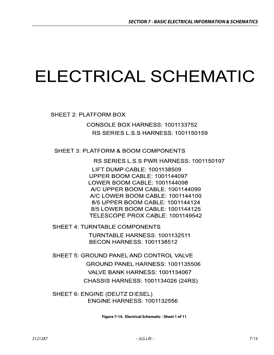Electrical schematic - sheet 1 of 11 -15 | JLG 24RS Service Manual User Manual | Page 249 / 264