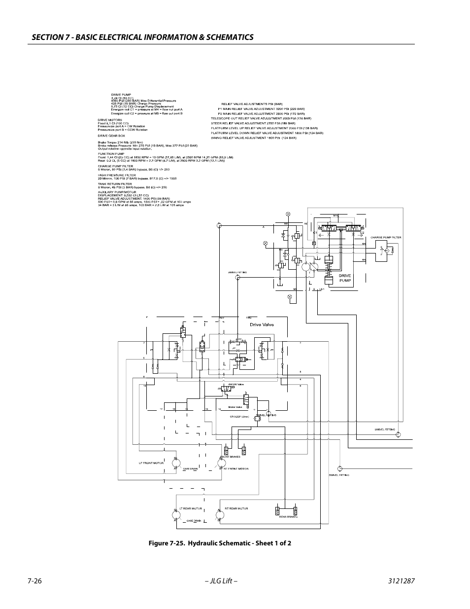 Hydraulic schematic - sheet 1 of 2 -26 | JLG 24RS Service Manual User Manual | Page 260 / 264