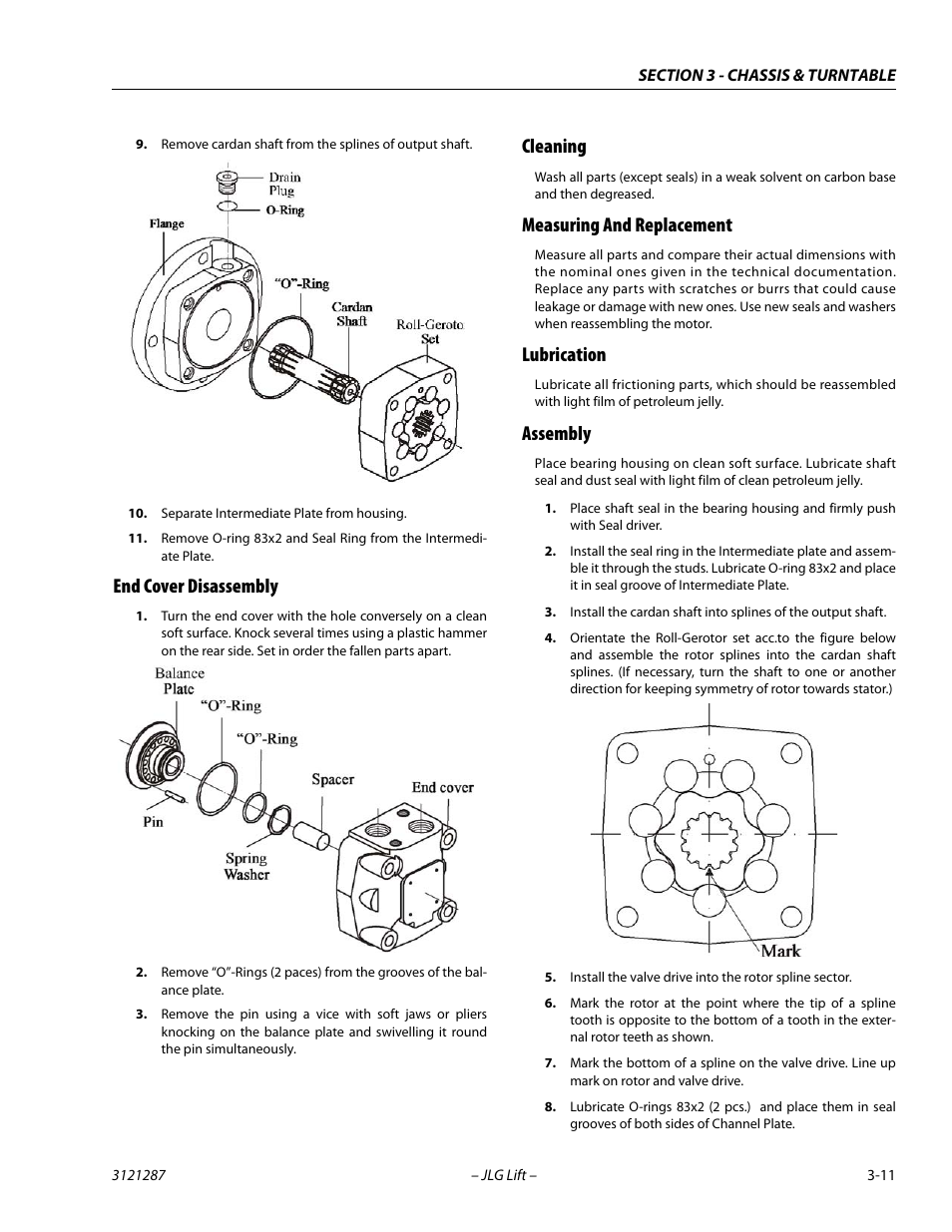 End cover disassembly, Cleaning, Measuring and replacement | Lubrication, Assembly | JLG 24RS Service Manual User Manual | Page 49 / 264