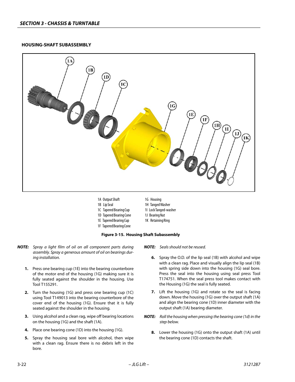 Housing shaft subassembly -22 | JLG 24RS Service Manual User Manual | Page 60 / 264