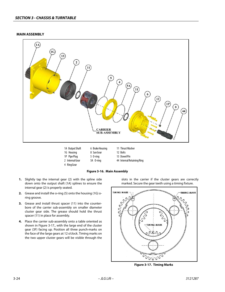 Main assembly -24, Timing marks -24 | JLG 24RS Service Manual User Manual | Page 62 / 264