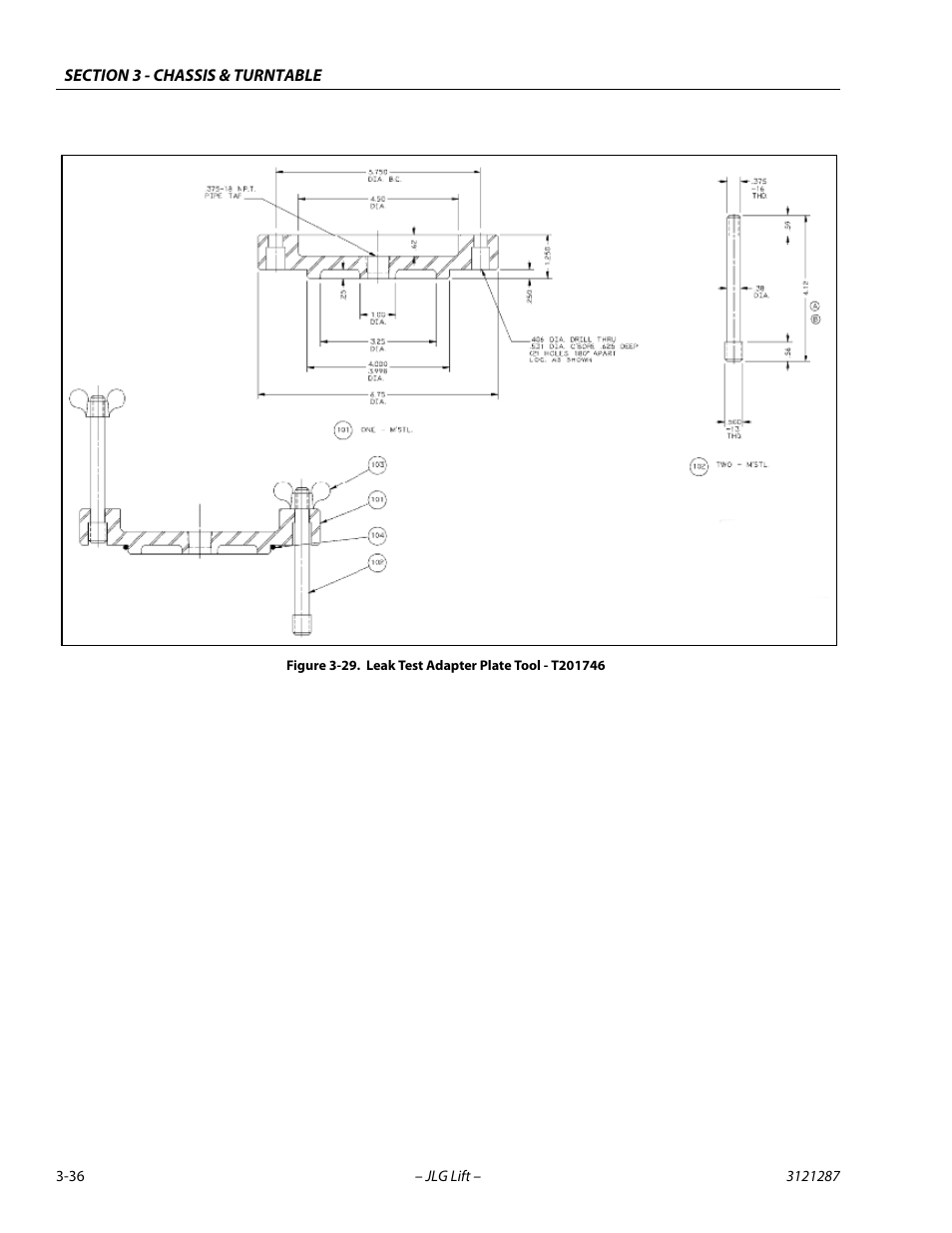 Leak test adapter plate tool - t201746 -36 | JLG 24RS Service Manual User Manual | Page 74 / 264