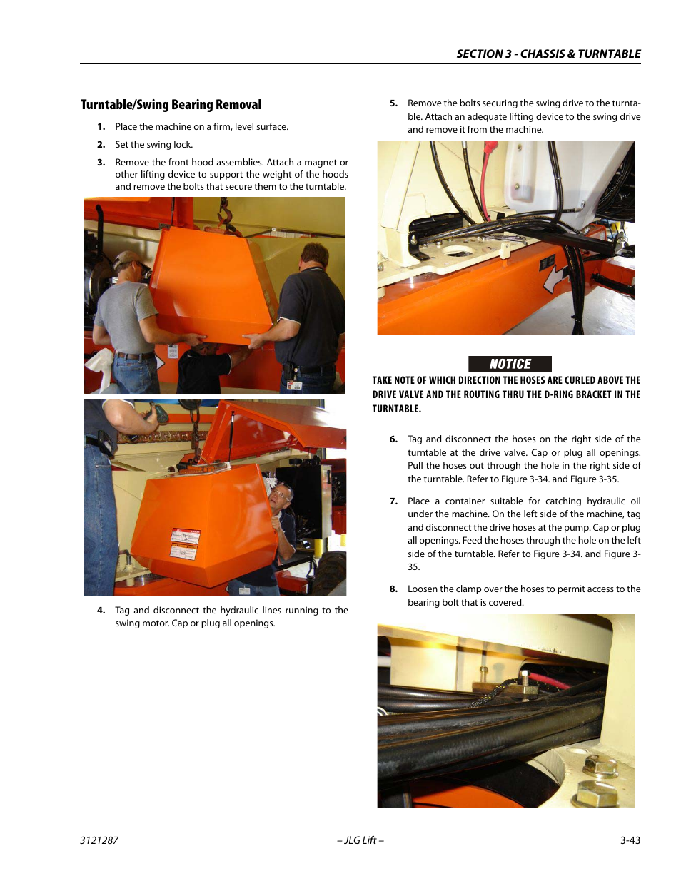 Turntable/swing bearing removal, Turntable/swing bearing removal -43 | JLG 24RS Service Manual User Manual | Page 81 / 264