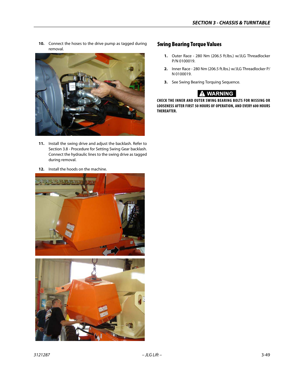 Swing bearing torque values, Swing bearing torque values -49 | JLG 24RS Service Manual User Manual | Page 87 / 264