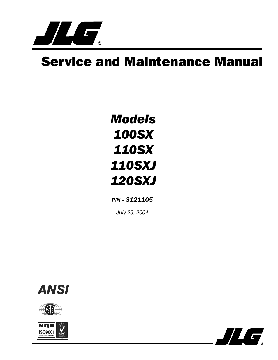 JLG 120-SXJ ANSI Service Manual User Manual | 120 pages