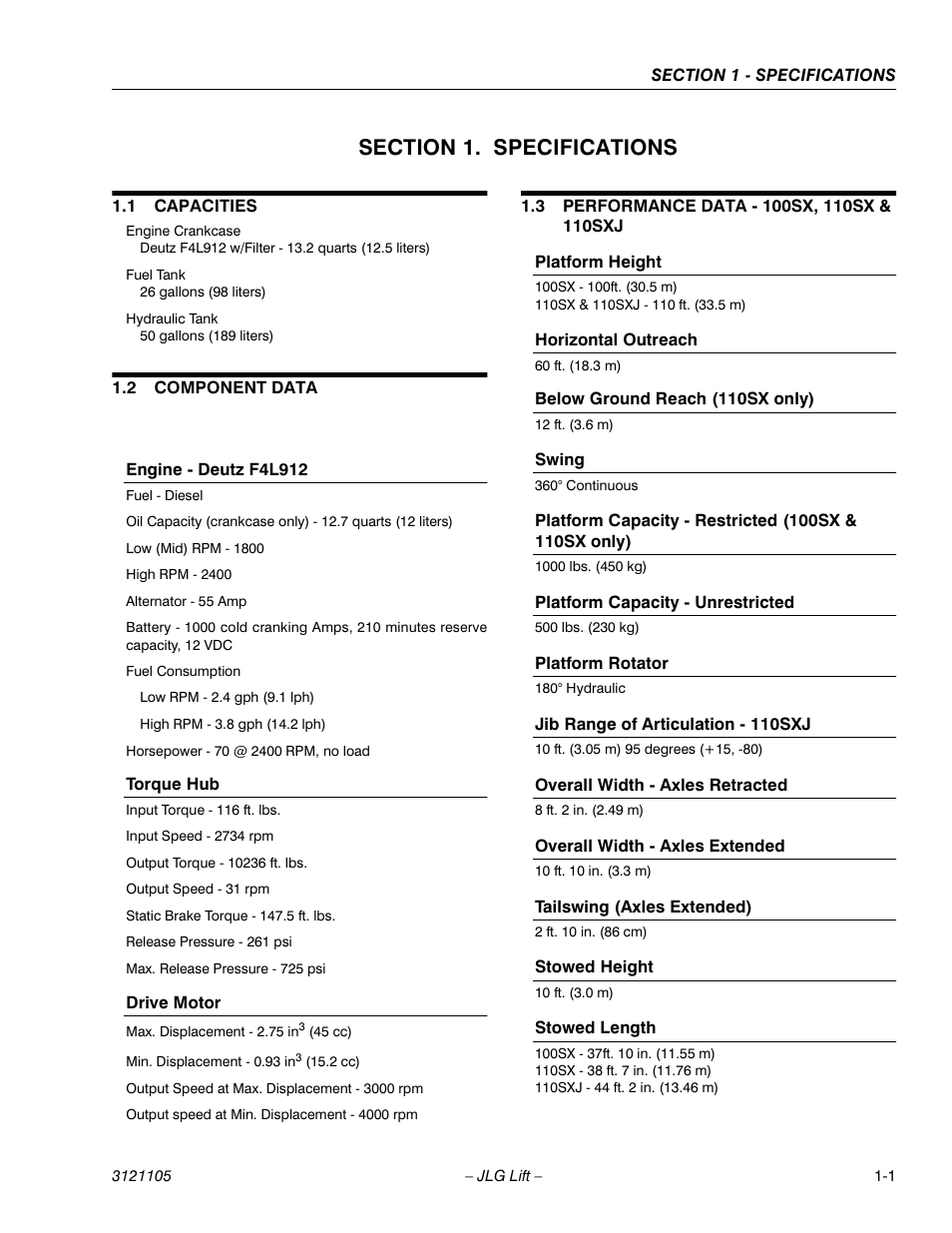 JLG 120-SXJ ANSI Service Manual User Manual | Page 11 / 120